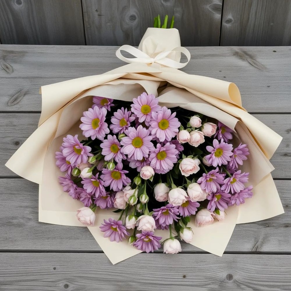 Букет цветов из: Розы и Хризантемы в Федино