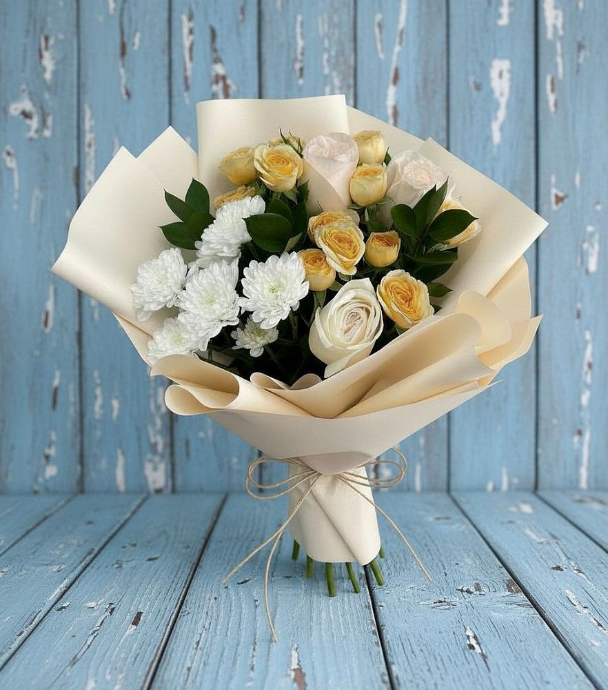 Букет цветов из: Розы и Хризантемы в Федино