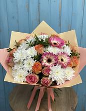Букет цветов из:  Розы, Герберы и Хризантемы в Федино