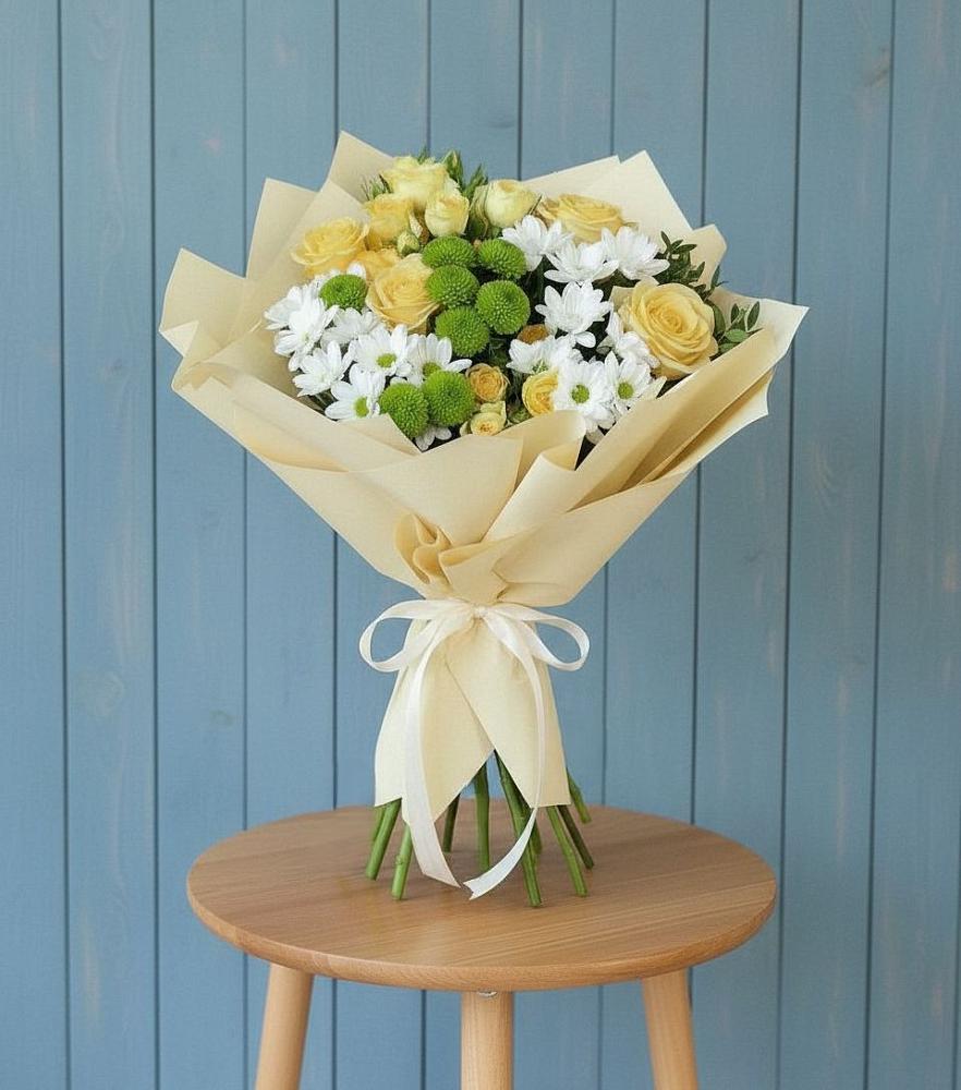 Букет цветов из: Хризантемы и Розы в Федино