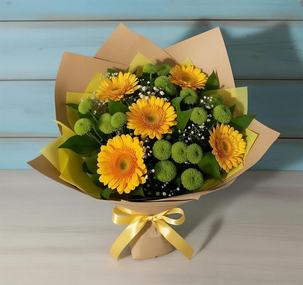 Букет цветов из: Герберы и Хризантемы в Федино