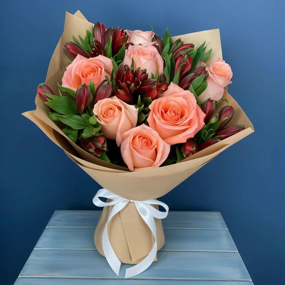 Букет цветов из: Розы и Альстромерии в Федино