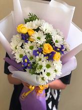 Букет цветов из:  Ирисы, Хризантемы и Розы #REPLACE_PRED# Федино