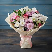 Букет цветов из:  Хризантемы, Альстромерии и Розы в Федино