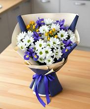 Букет цветов из:  Розы, Ирисы и Хризантемы в Федино