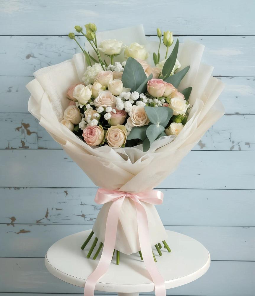 Букет цветов из: Розы и Лизиантусы в Федино