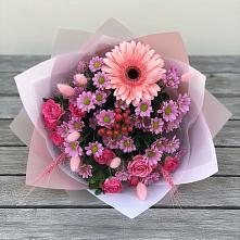 Букет цветов из:  Розы, Герберы и Хризантемы в Федино